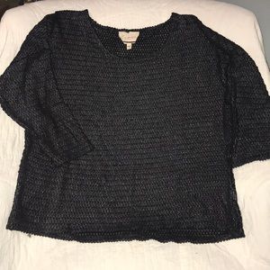 Two by Vince Camuto Blk sliver 3/4 sleeve Blouse